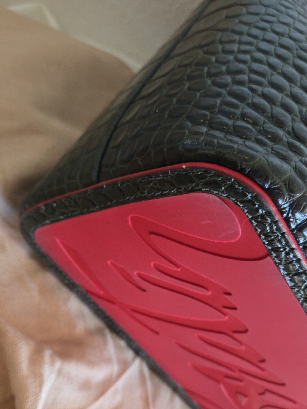 Christian Louboutin Cabarock Crocodile Embossed Tote with Red Lining - Picture 6 of 12